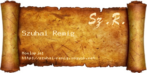 Szuhai Remig névjegykártya